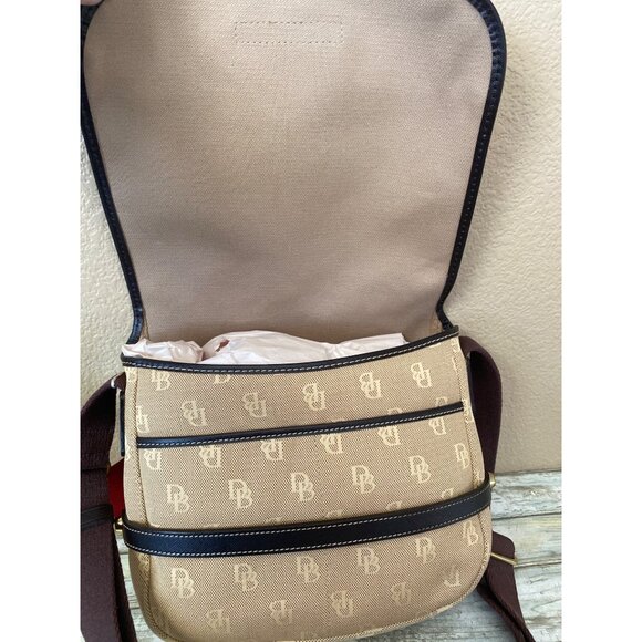 Vintage 1990s/Y2K Dooney & Bourke Small Logo Canvas Messenger Bag Made in USA - Picture 7 of 15